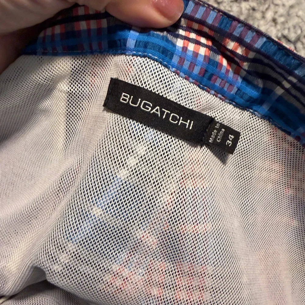 Bugatchi‎ Plaid Swim Shorts Size 34 Lined Mesh Pockets